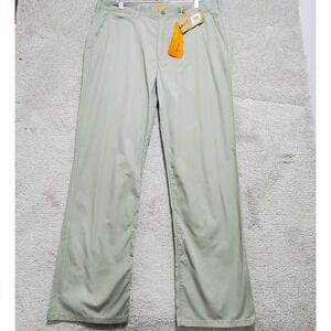 Field & Stream Pants Men's 36X32 Green Logo Cotton Chino Straight Leg Flat Front